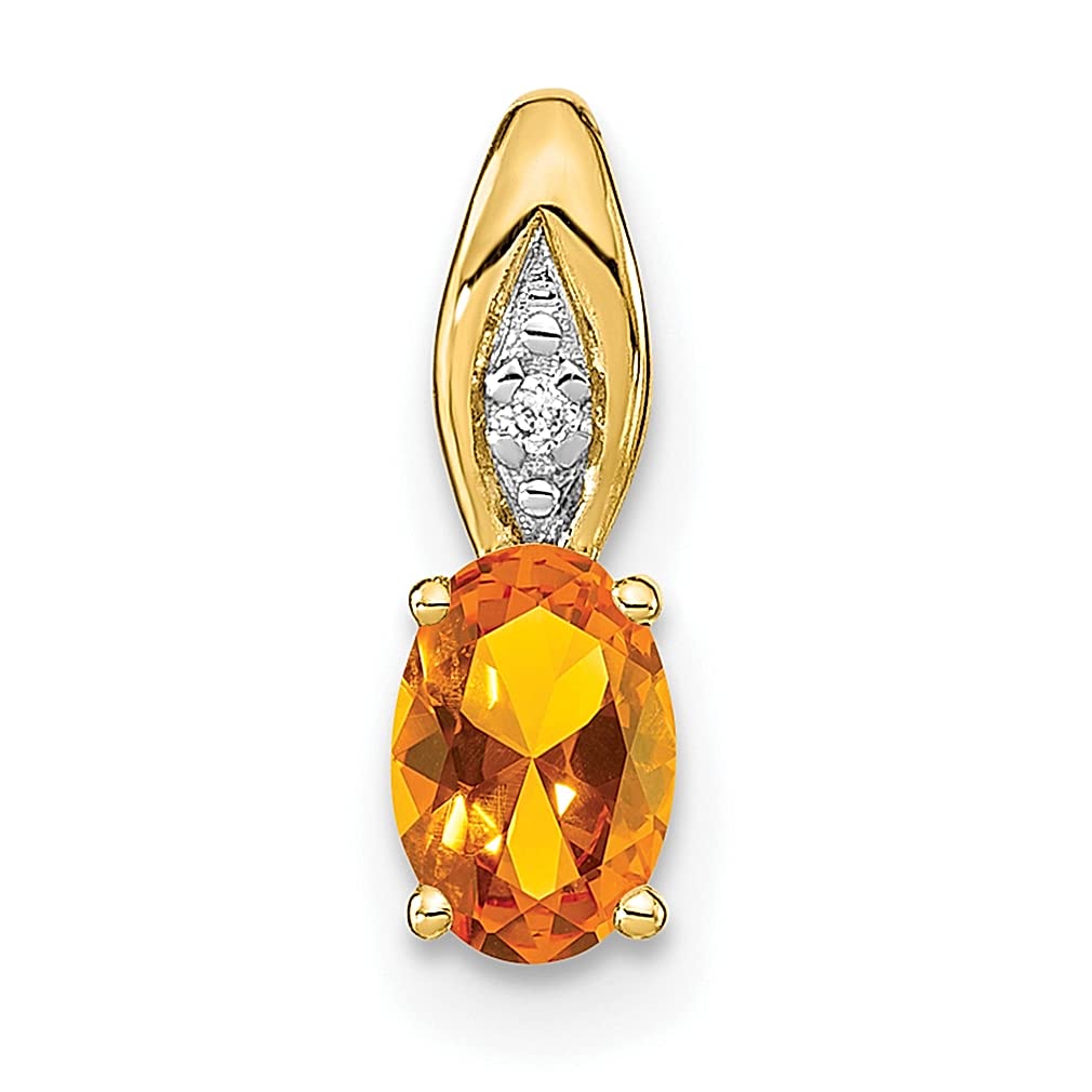 14K Yellow Gold Citrine Diamond Pendant Necklace - November Birthstone Jewelry for Women, Elegant Gift for Her - Perfect for Birthdays, Anniversaries & Special Occasions