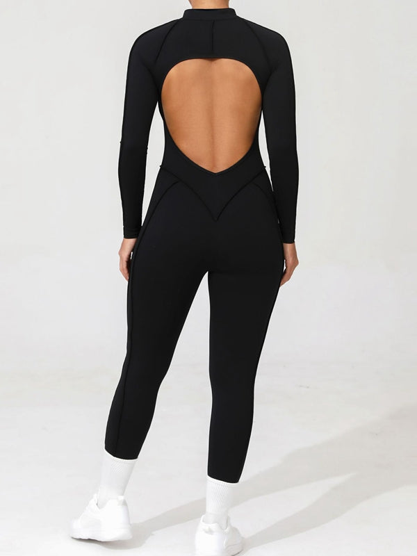 ZASUWA Women's Sexy Backless Zipper Scrunch Bum Jumpsuit - Stretchy Bodycon Romper for Clubwear, Night Out & Date Night