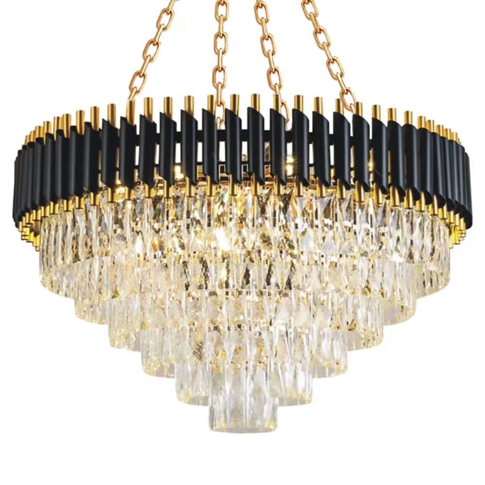 Modern Crystal Chandelier Black & Gold - 15-Light 31.5