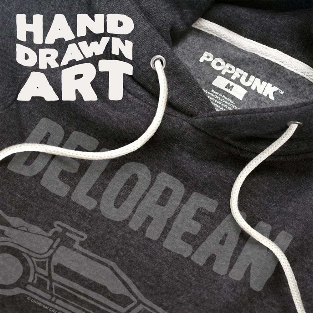 Official Back To The Future Delorean Ultrasoft Tri-Blend Hoodie by Popfunk - Premium Movie Merchandise for Fans & Collectors | Perfect for Cosplay, Movie Nights & Gift Giving