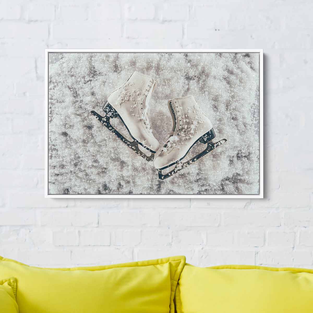 White Ice Skating Wall Art Canvas Print - Winter Sports Decor for Living Room, Bedroom & Office - 1234