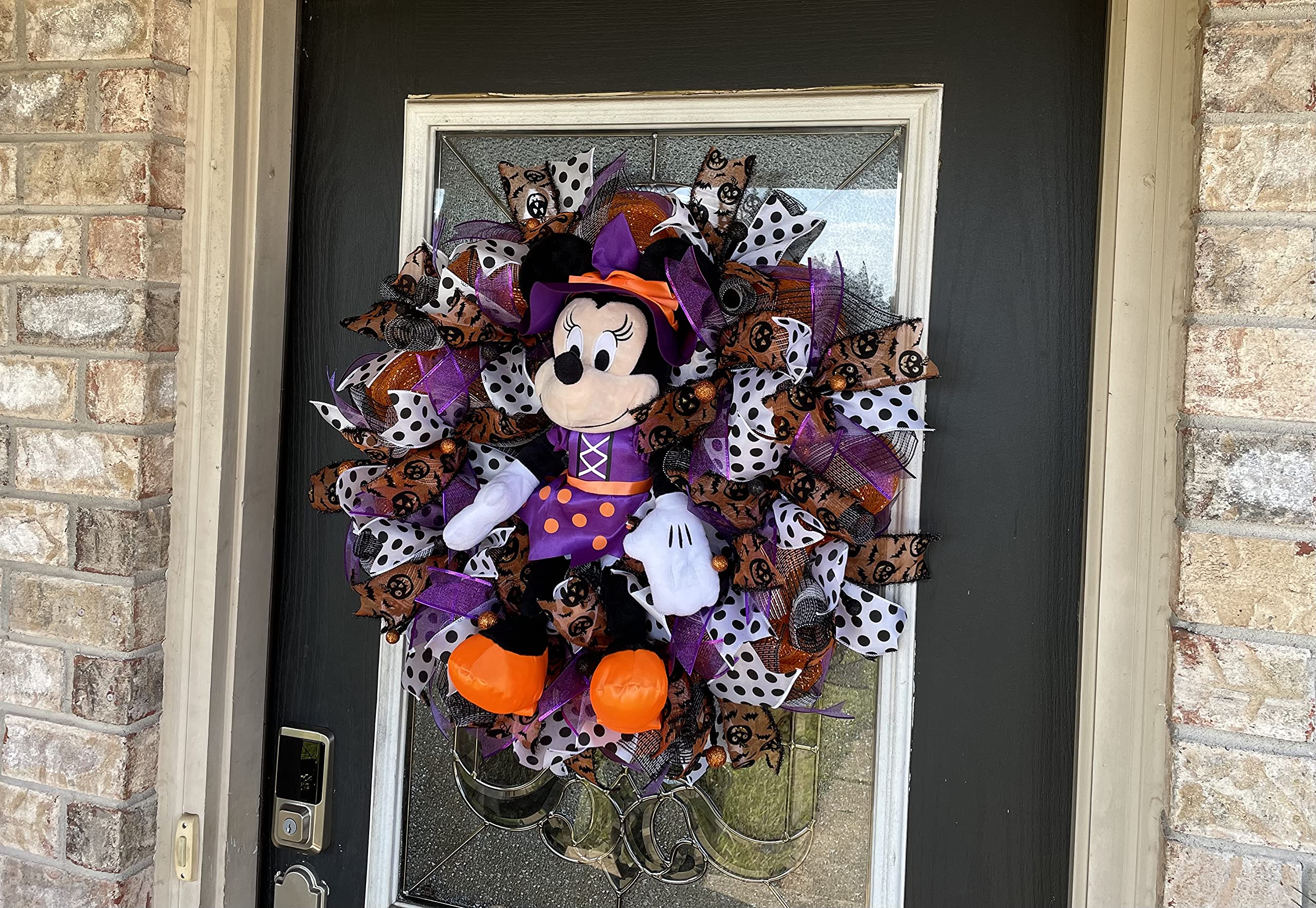 Minnie Mouse Halloween Wreath - Plush Disney Witch Decor for Front Door, Birthday & Anniversary Gift - Perfect for Halloween Party, Home & Door Decoration