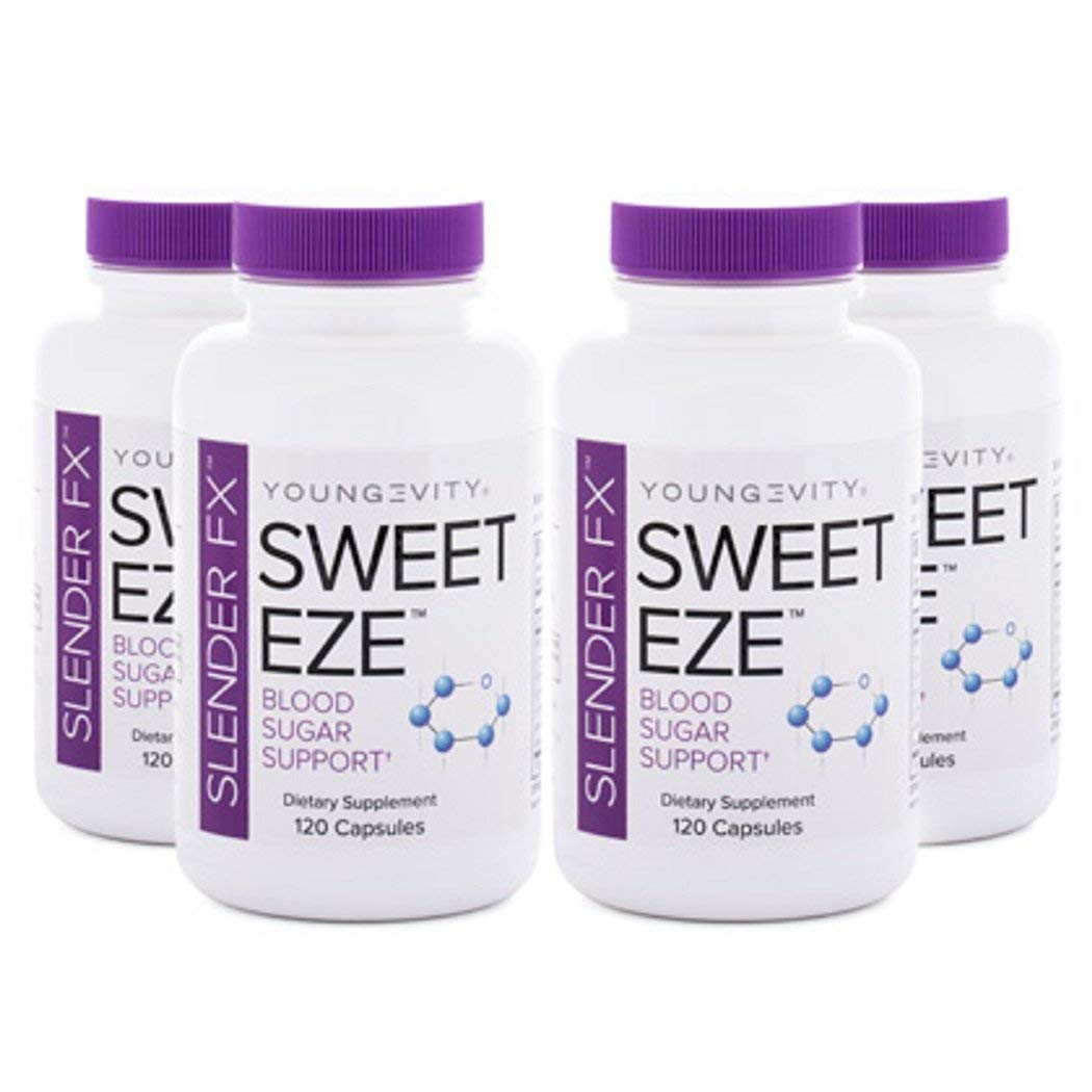 Slender FX Sweet Eze Blood Sugar Support Supplement - 4 Bottles (120 Capsules Each) | Natural Glucose Metabolism Aid | Supports Healthy Blood Sugar Levels | Ideal for Diabetics & Pre-Diabetics | Worldwide Shipping