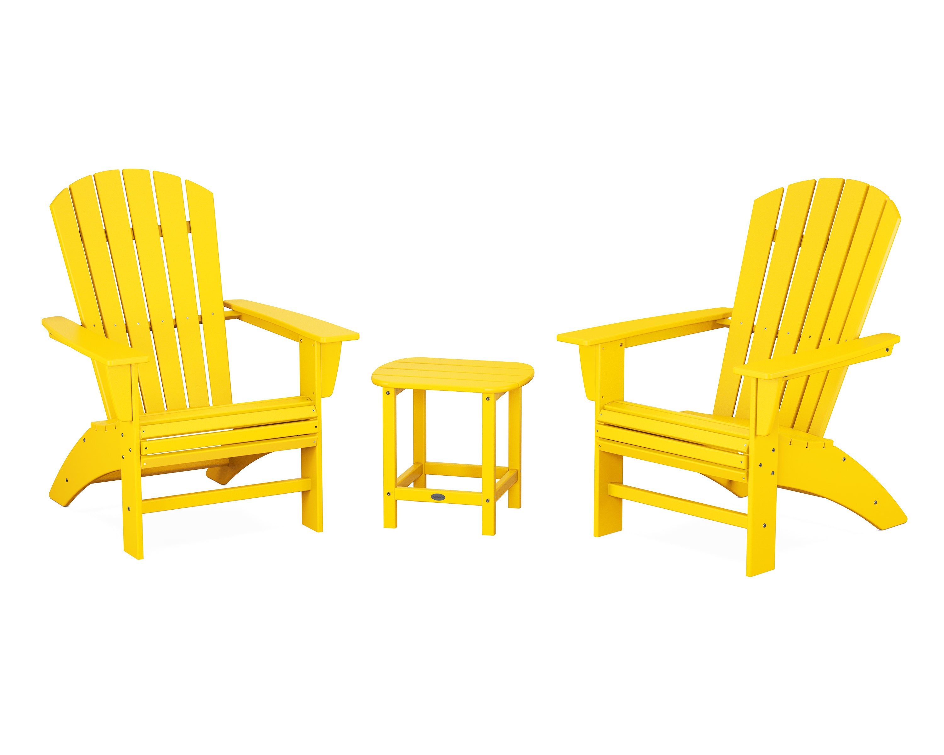 POLYWOOD Nautical 3-Piece Curveback Adirondack Chair Set - Outdoor Patio Furniture for Beach, Poolside & Garden Relaxation
