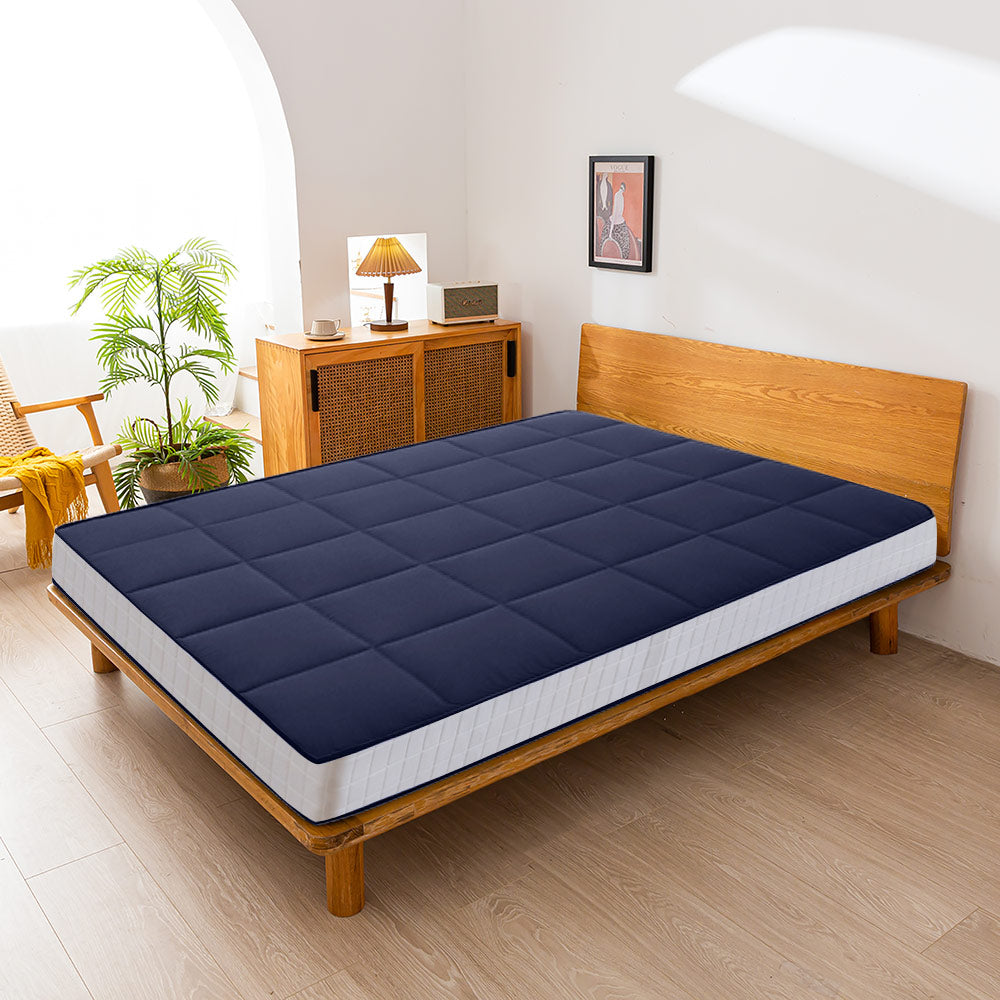 MAXYOYO 6-Inch Extra Thick Square Floor Futon Mattress - Premium Mattress Topper Pad in Navy Blue | Perfect for Guest Beds, Dorm Rooms, and Living Room Floor Lounging