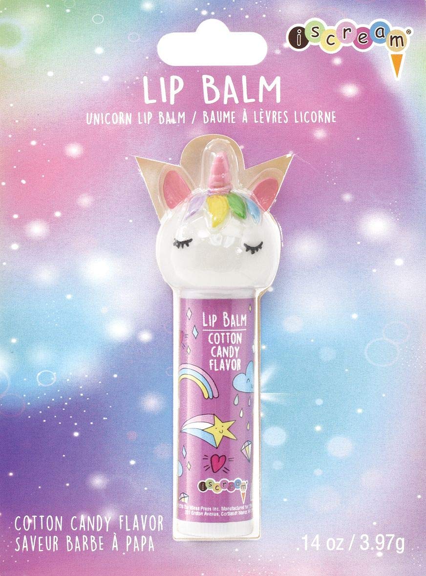 iScream Sleeping Unicorn Shaped Cotton Candy Scented Lip Balm - Moisturizing & Long Lasting - Perfect for Dry Lips, School, Travel & Gift Giving