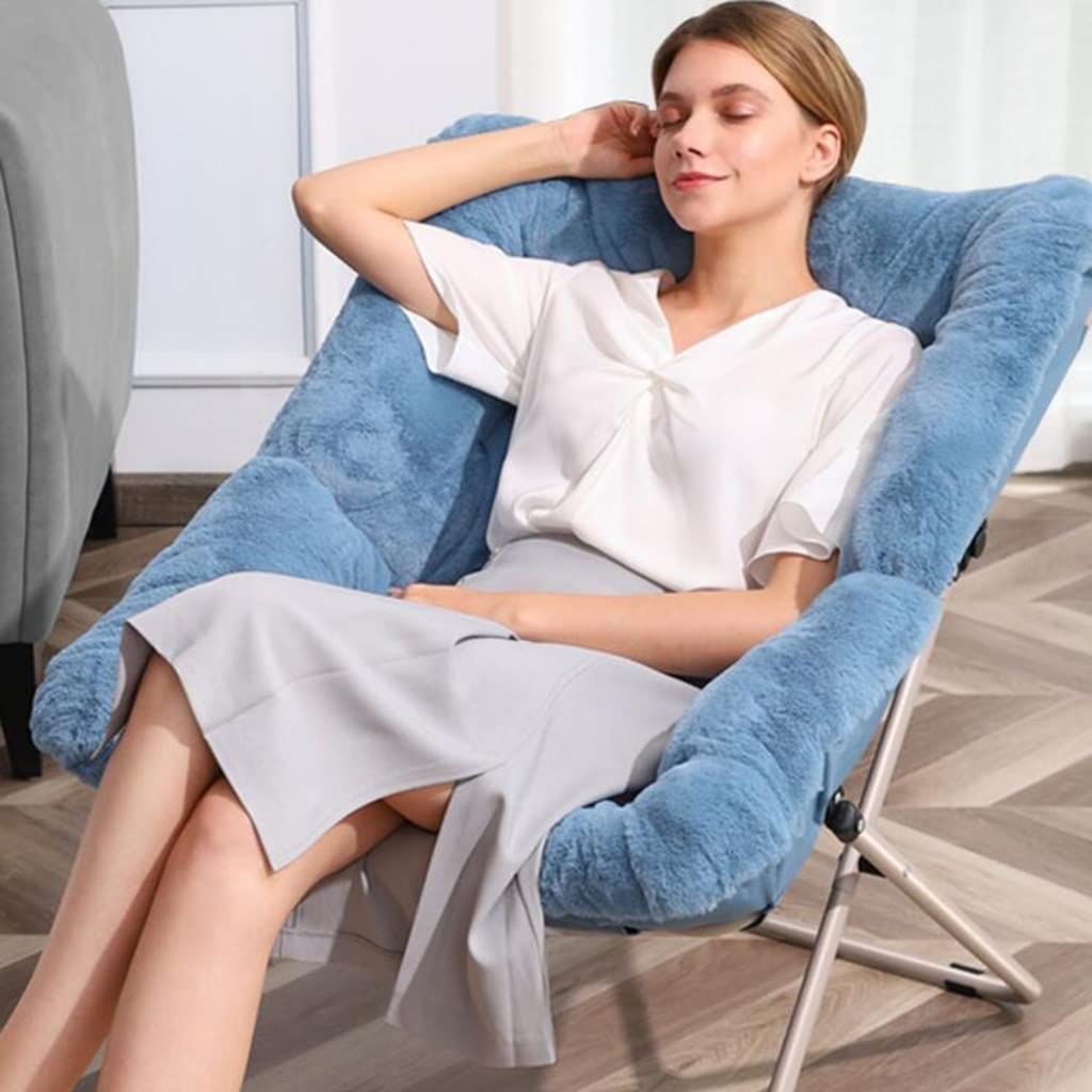WIGSELBL Oversized Faux Fur Saucer Chair - Foldable Lounge Chair for Kids, Teens & Adults - Soft Furry Accent Chair with Metal Frame - Perfect for Bedroom, Living Room & Dorm Decor (Gray)