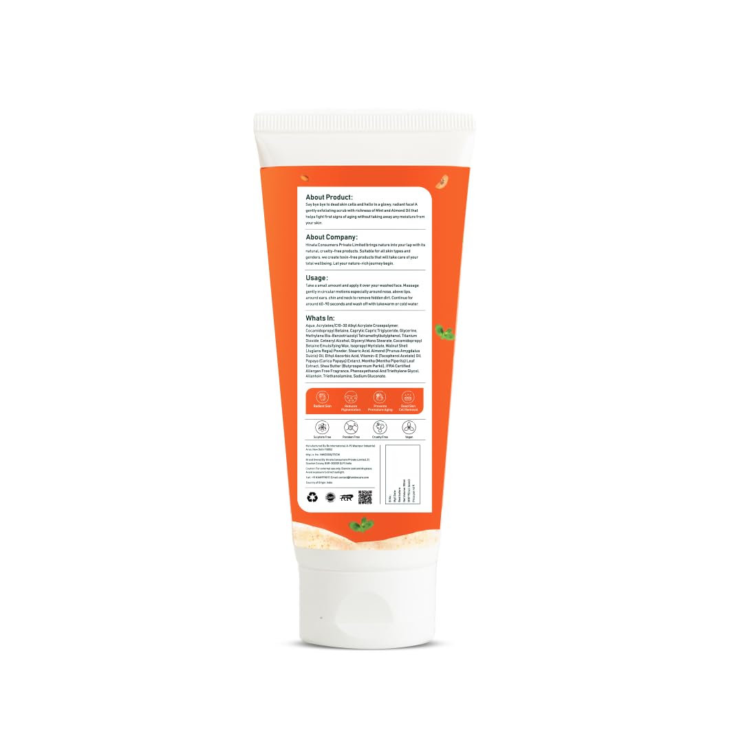Fumiko Vitamin C Exfoliating Face Scrub with Papaya Extracts & Natural Oils - Brightening, Anti-Aging, Blackhead Removal for Glowing Skin (100ml) | Gentle Daily Exfoliator for Dullness, Pigmentation & Uneven Texture