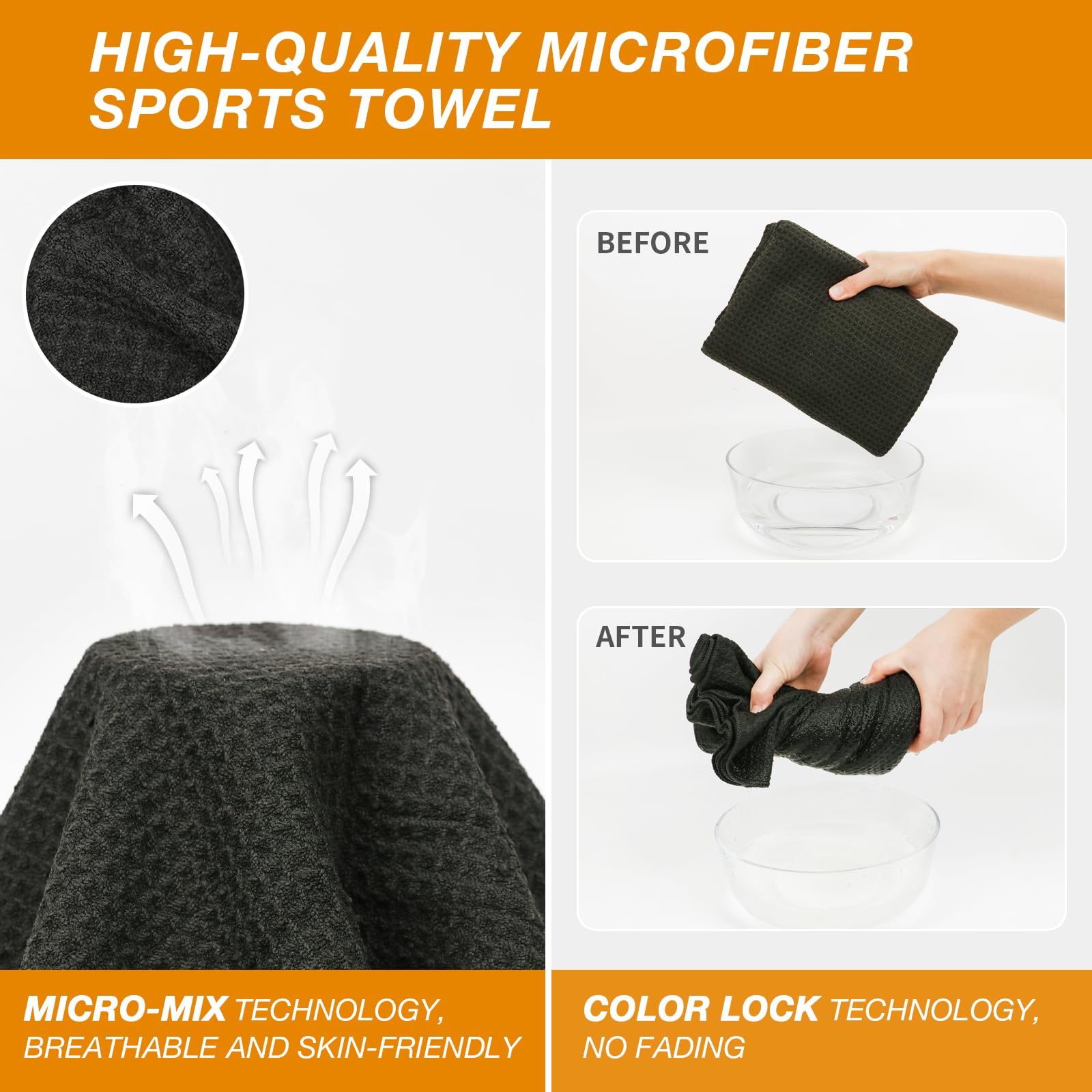 Premium Quick Dry Microfiber Camping & Gym Towels - 3 Pack Large 27
