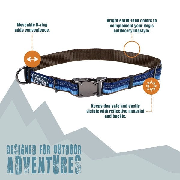 K9 Explorer Reflective Adjustable Dog Collar - High Visibility Safety Pet Collar for Night Walks, Jogging & Outdoor Adventures