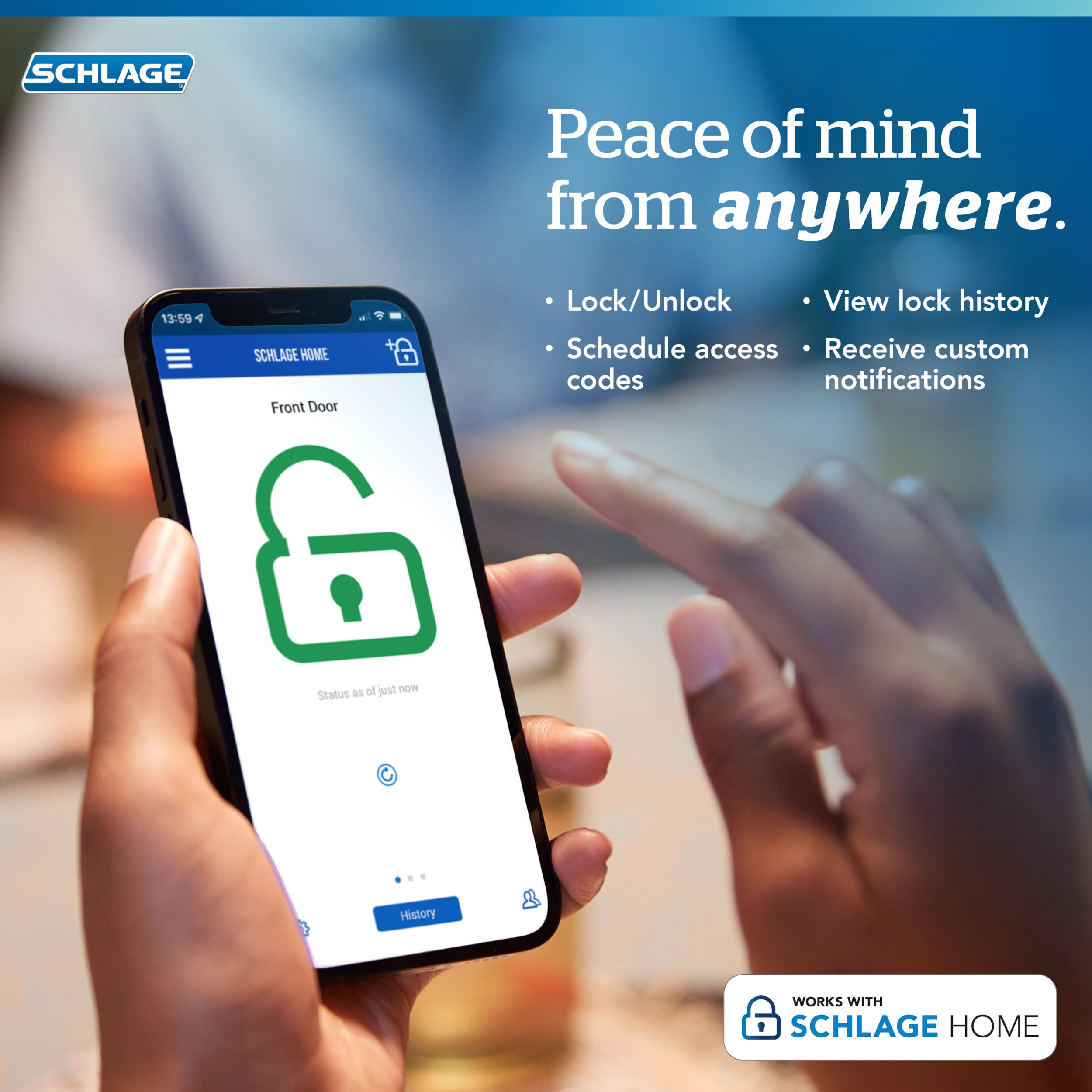 Schlage Encode Smart WiFi Deadbolt with Century Trim in Bright Chrome - Keyless Entry Smart Lock for Home Security | Ideal for Front Doors, Vacation Homes & Rental Properties