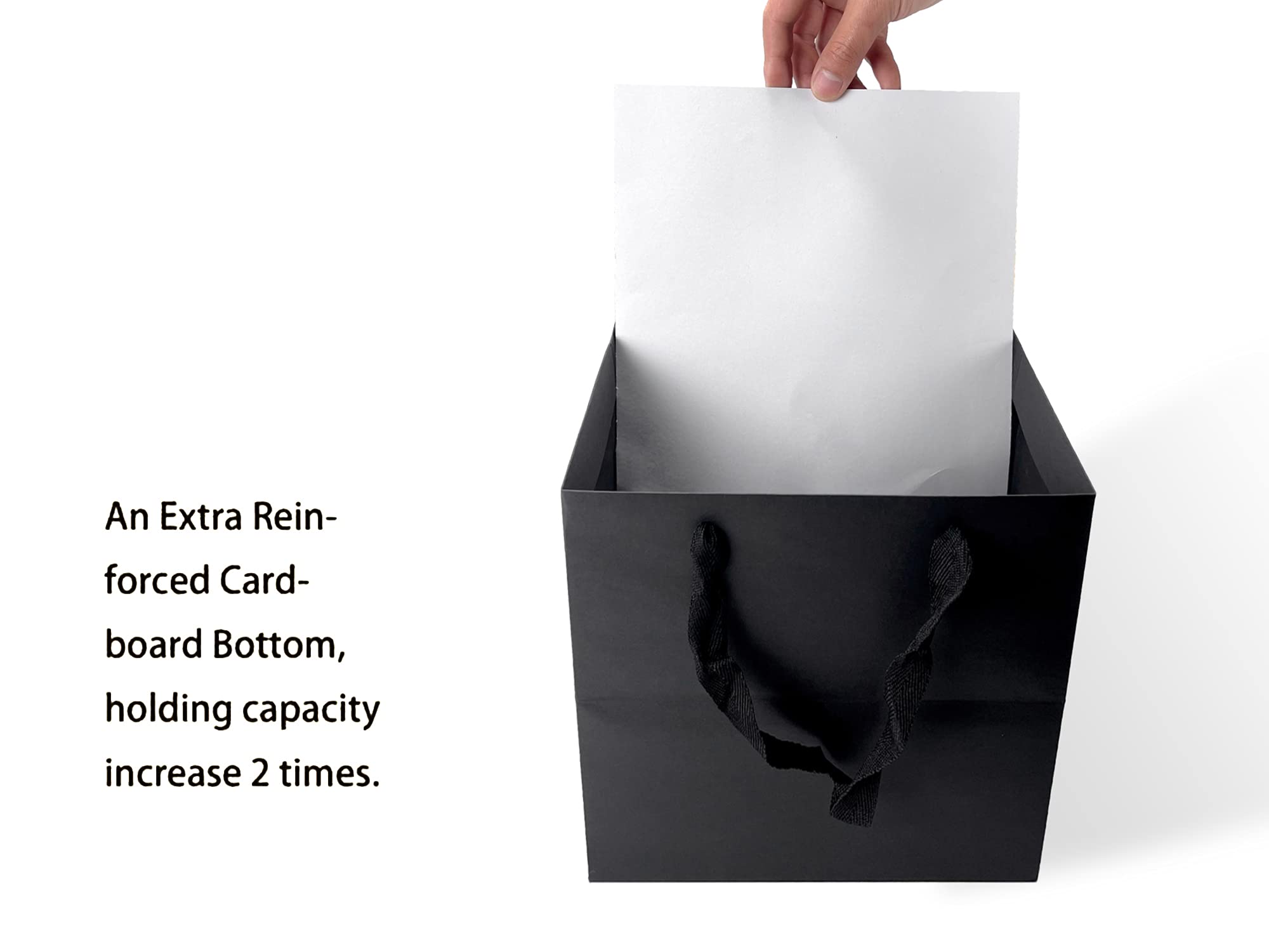 HUAPRINT 12 Pack Black Paper Gift Bags with Handles - 6x6x6 Inch Square Kraft Shopping Bags for Party, Birthday, Retail, Merchandise & Take-Out - Bulk Favor Bags for Goody Bags & Events