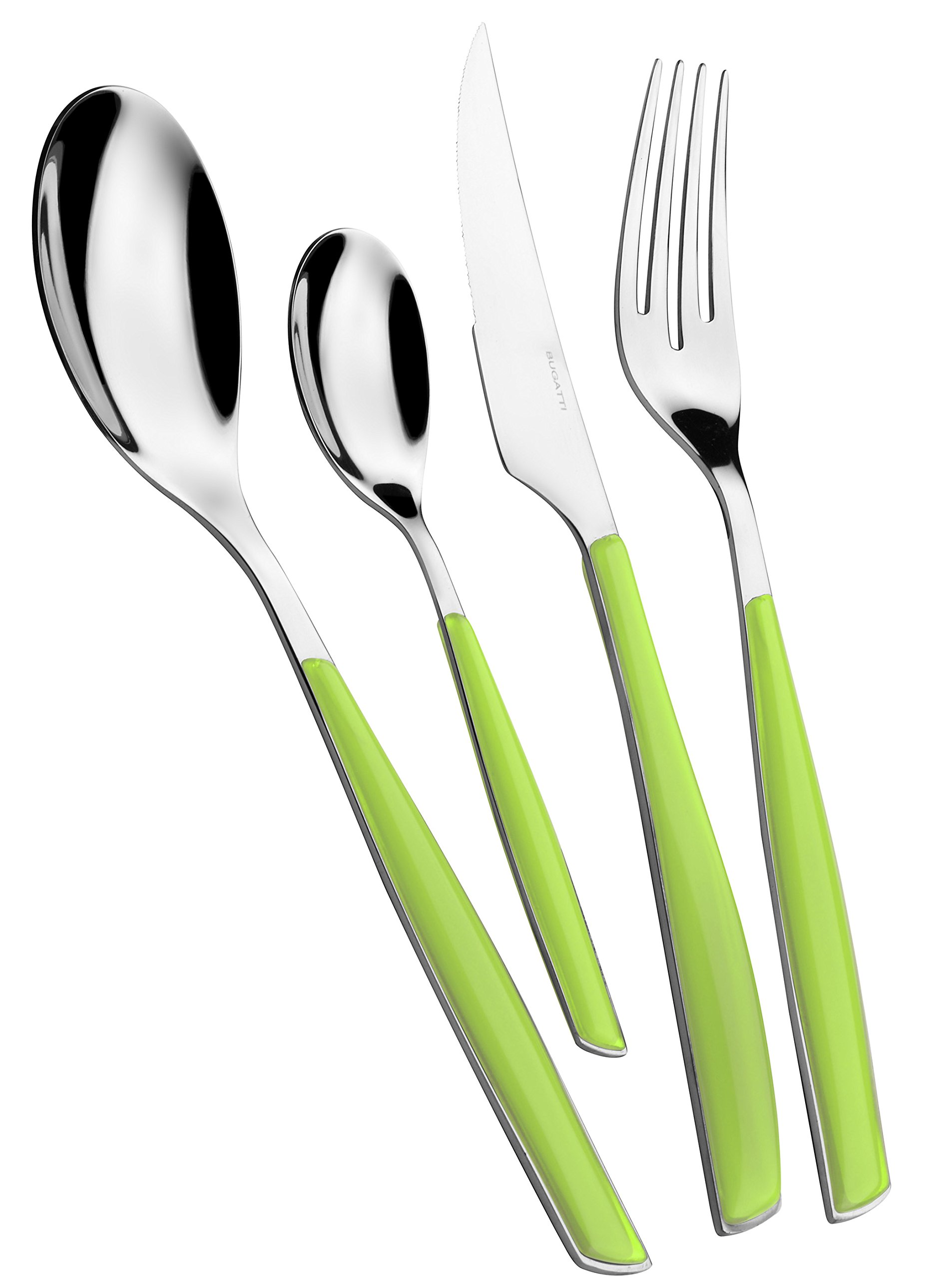 Premium 24-Piece Stainless Steel Cutlery Set - 18/10 Grade with Green Apple Handle - 6-Person Flatware Set (6 Forks, 6 Knives, 6 Spoons, 6 Teaspoons) - Elegant Dining for Everyday Meals & Dinner Parties