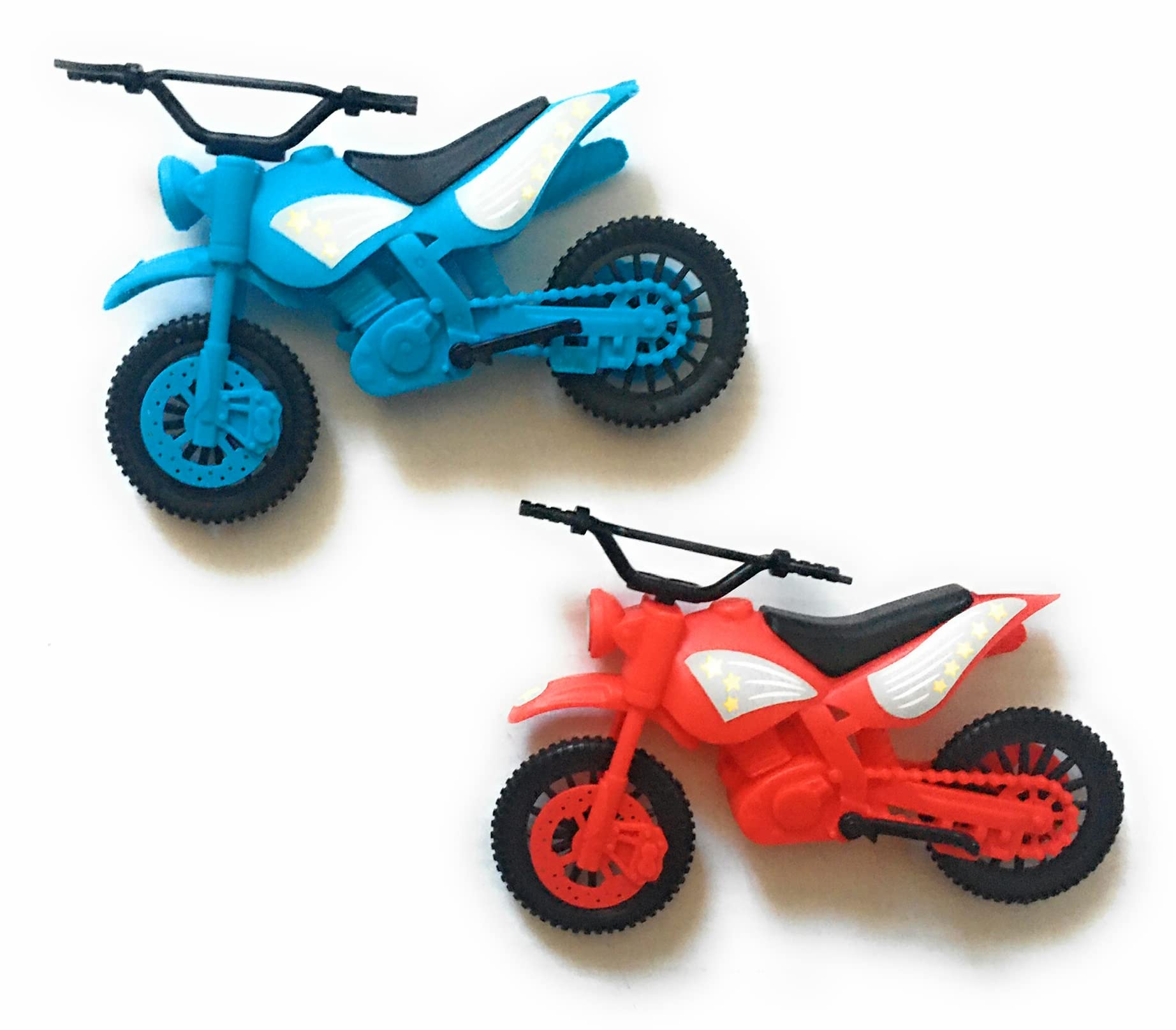 Turbo Wheels Toy Plastic Dirt Bikes for Kids - Blue & Red Off-Road Motorcycle - Perfect for Outdoor Play, Backyard Racing & Birthday Gifts