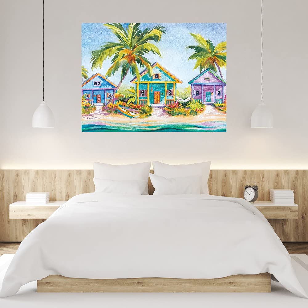 Fine Art Canvas Wall Decor - Island Charm Painting by Kathleen Denis - 32x24 Inches - Ready to Hang for Living Room, Bedroom, Office & More - Perfect for Coastal, Tropical & Beach House Decor