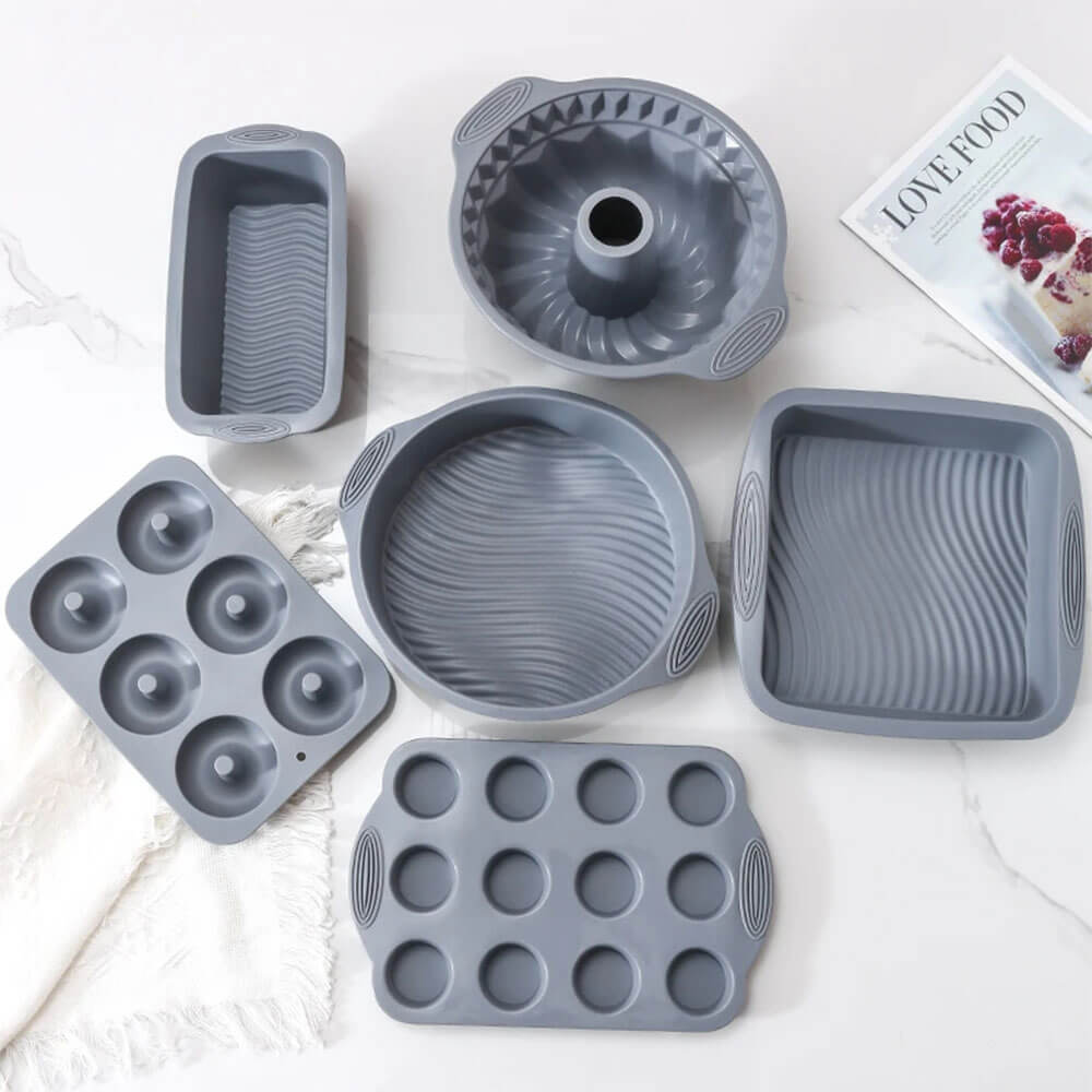 Non-Stick Silicone Baking Pan Set - 6-Piece Premium Oven Safe Bakeware for Cakes, Muffins & Bread - Perfect for Home Baking, Parties & Holiday Treats