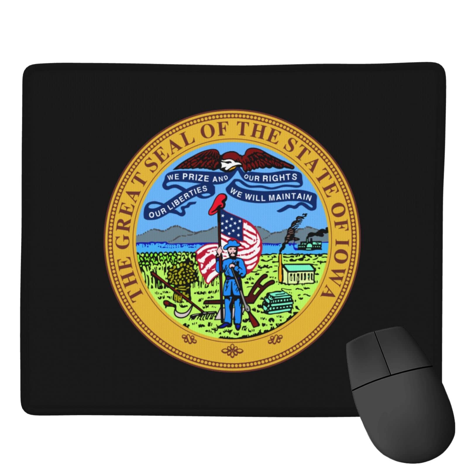 SIYTUAU Iowa State Seal Mouse Pad - Waterproof, Non-Slip Rubber Desk Mat for Office & Gaming (7x9 inches) - Perfect for Laptop, PC, and Home Office Workspace