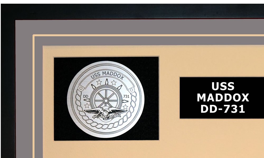USS Maddox DD-731 Navy Ship Model - Framed Grey Display for Military Collectors & Home Office Decor | Perfect for Navy Veterans, History Buffs & Patriotic Home Decor