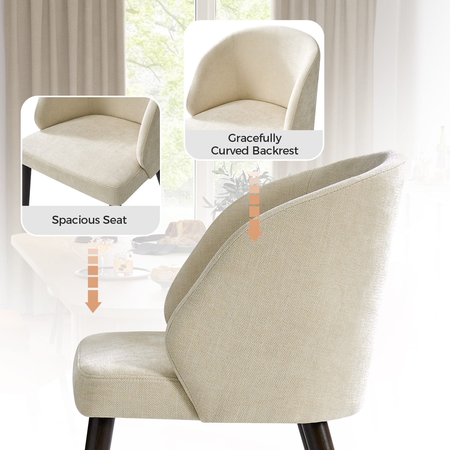 Anndi Dining Chair Set of 2/4/6 - Ergonomic Comfort, Solid Wood Legs, Modern Kitchen & Dining Room Furniture for Home & Restaurant Use