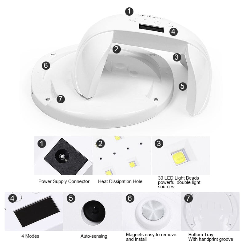 48W Professional UV LED Nail Lamp for Gel Polish - 4 Timer Modes with US Plug - Perfect for Home & Salon Manicure & Pedicure