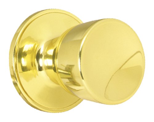 Schlage J10BYR605 Byron Bright Brass Hall and Closet Door Knob Set - Classic Interior Hardware for Bedrooms, Bathrooms & Closets