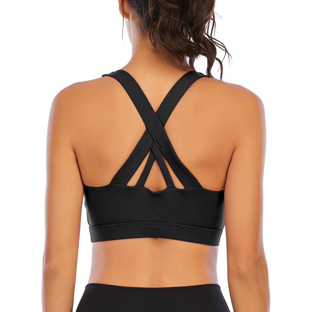 JANSION Women's Cross Back Sports Bra - High Support Workout Running Yoga Bra with Removable Padded Cups - Perfect for Gym, Fitness & Active Lifestyle