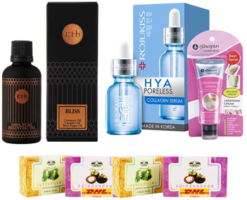 A84 Erbs Bliss Essential Oil 45ml & Rojukiss Hya Poreless Collagen Serum 18ml Set with Free Tomato Facial Mask | Hydrating Skincare for Dry Skin & Anti-Aging | DHL Express Shipping by Thaigiftshop