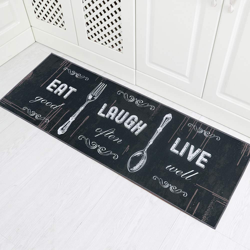 Non-Slip Kitchen Rug Set - 2 Piece TPR Backing Anti-Slip Mats for Doorway, Bathroom & High Traffic Areas (17
