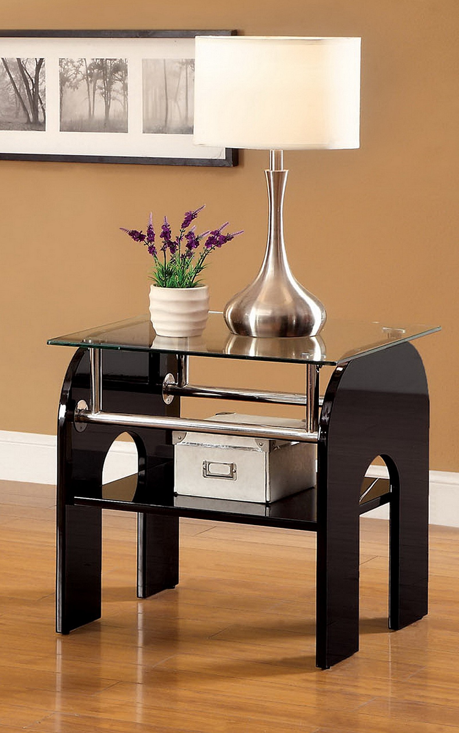 Furniture of America Marino Contemporary End Table - Modern Nightstand for Bedroom, Living Room & Office - Stylish Accent Table with Storage Shelf