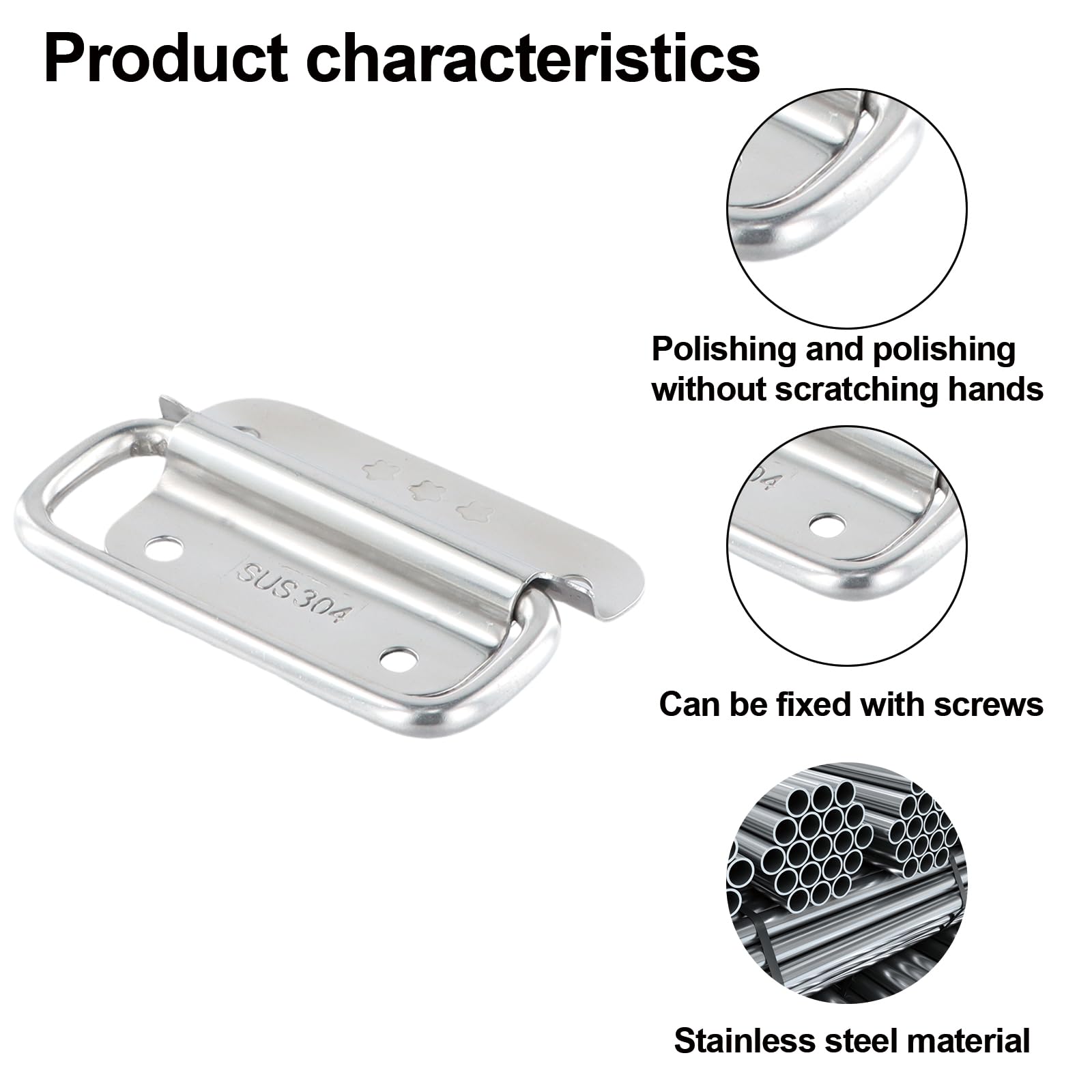 Focenat 2-Pack Stainless Steel Folding Handles for Chest Boxes & Storage Containers - Durable Metal Pull Handles for Toolbox, Luggage & Hardware Replacement (Silver) - Perfect for DIY Projects, Home Organization & Workshop Storage