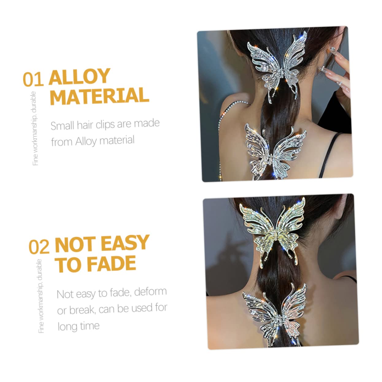 Elegant Rhinestone Butterfly Hair Clips for Women - Party & Wedding Accessories