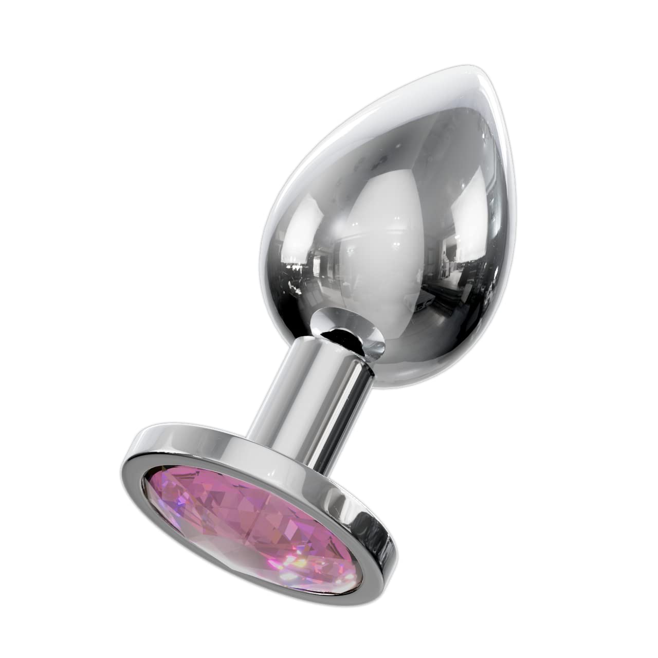 **Bed Geek Stainless Steel Jeweled Anal Plug Set - 3 Sizes with Velvet Storage Bag, Smooth Metal Adult Sex Toy for Couples & Solo Play (Round Light Pink) - Perfect for Sensual Exploration & BDSM Scenes**