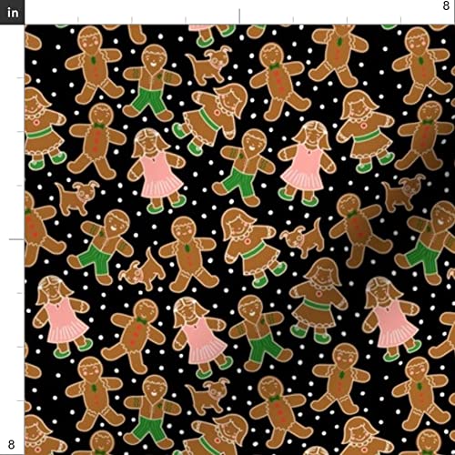Gingerbread Cookies Christmas Fabric - Black Winter Holiday Print on Velvet Upholstery Material | Fat Quarter for Home Decor, Apparel & DIY Crafts | Perfect for Holiday Pillows, Table Runners & Seasonal Decorations