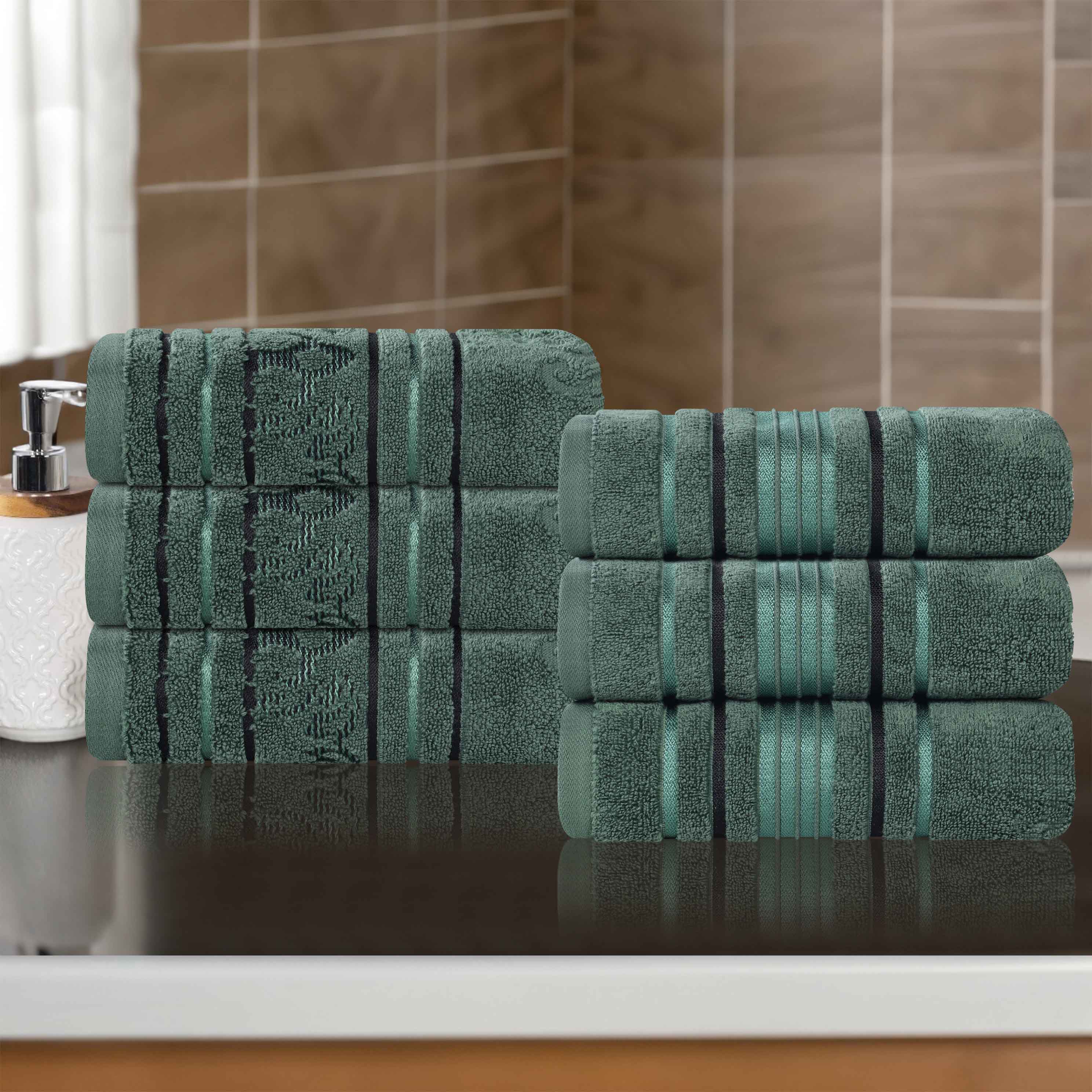 Premium 6-Pack Sadie Zero Twist Cotton Hand Towels - Solid & Jacquard Floral Designs | Soft, Absorbent Bath & Kitchen Towels for Home, Spa, and Guest Use