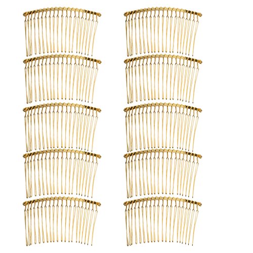 10-Piece 20-Teeth Fancy DIY Metal Wire Hair Clips for Women - Gold Hair Combs for Bridal, Wedding Veils & Fashion Hairstyles | Perfect for DIY Hair Accessories, Special Occasions & Everyday Styling