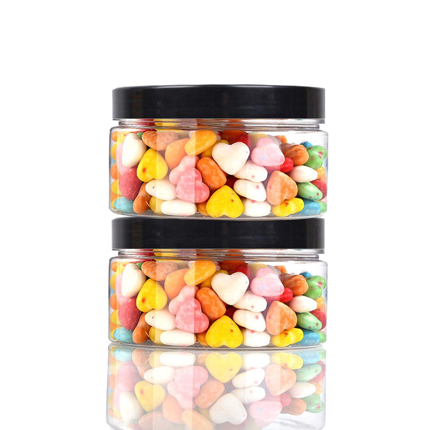 12 Pack 11.5oz (340ml) Clear PET Plastic Jars with Black Lids - BPA Free Wide Mouth Containers for Cosmetics, Creams, Slime Storage - Ideal for DIY Beauty Products, Craft Supplies & Home Organization