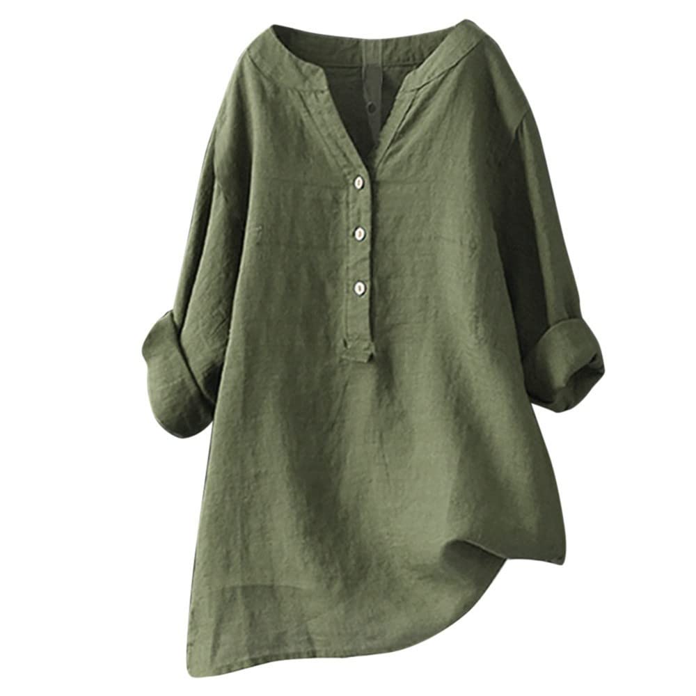 Trendy Women's Long Sleeve V-Neck Floral Print Blouse - Boho Chic Casual Tunic Top with Button Details (Brown) | Perfect for Office Wear, Date Nights & Boho Style Outfits
