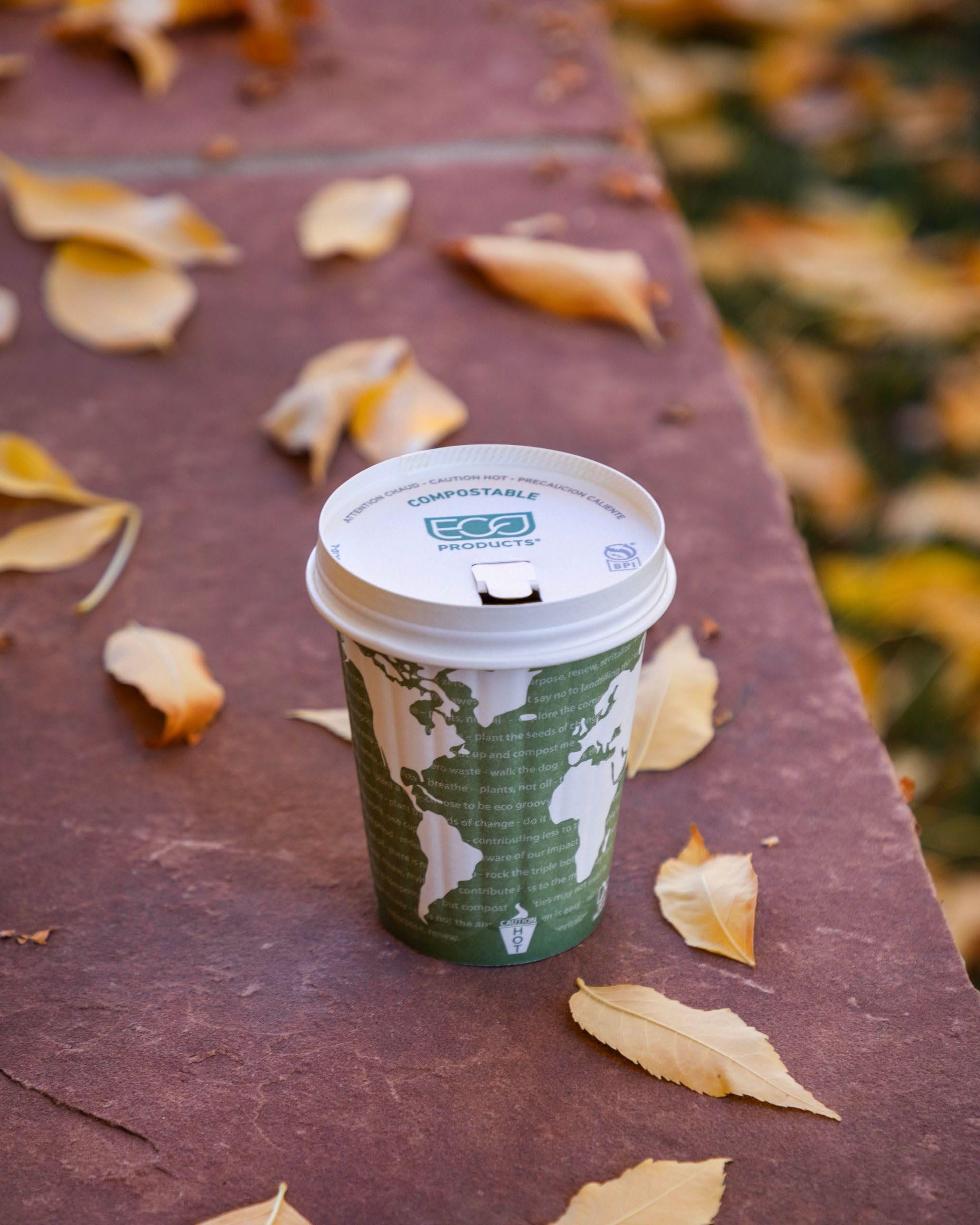 ECO PRODUCTS Compostable Disposable 12oz Coffee Cups - 600 Count Case, Double-Wall Insulated Hot Paper Cups with Plant-Based PLA Lining (No Sleeves Needed) | Biodegradable, Sustainable Coffee Cups for Offices, Cafés & Eco-Friendly Events
