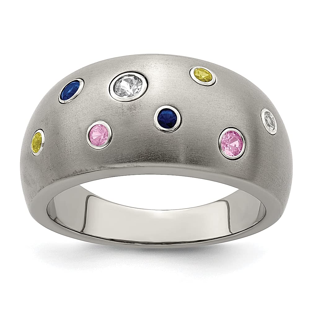 ICE CARATS Edward Mirell Titanium Multi-Color Sapphire 925 Sterling Silver Ring | Wedding, Engagement & Anniversary Jewelry | Elegant Gemstone Ring for Women | Perfect Gift for Her | Ideal for Special Occasions & Everyday Wear
