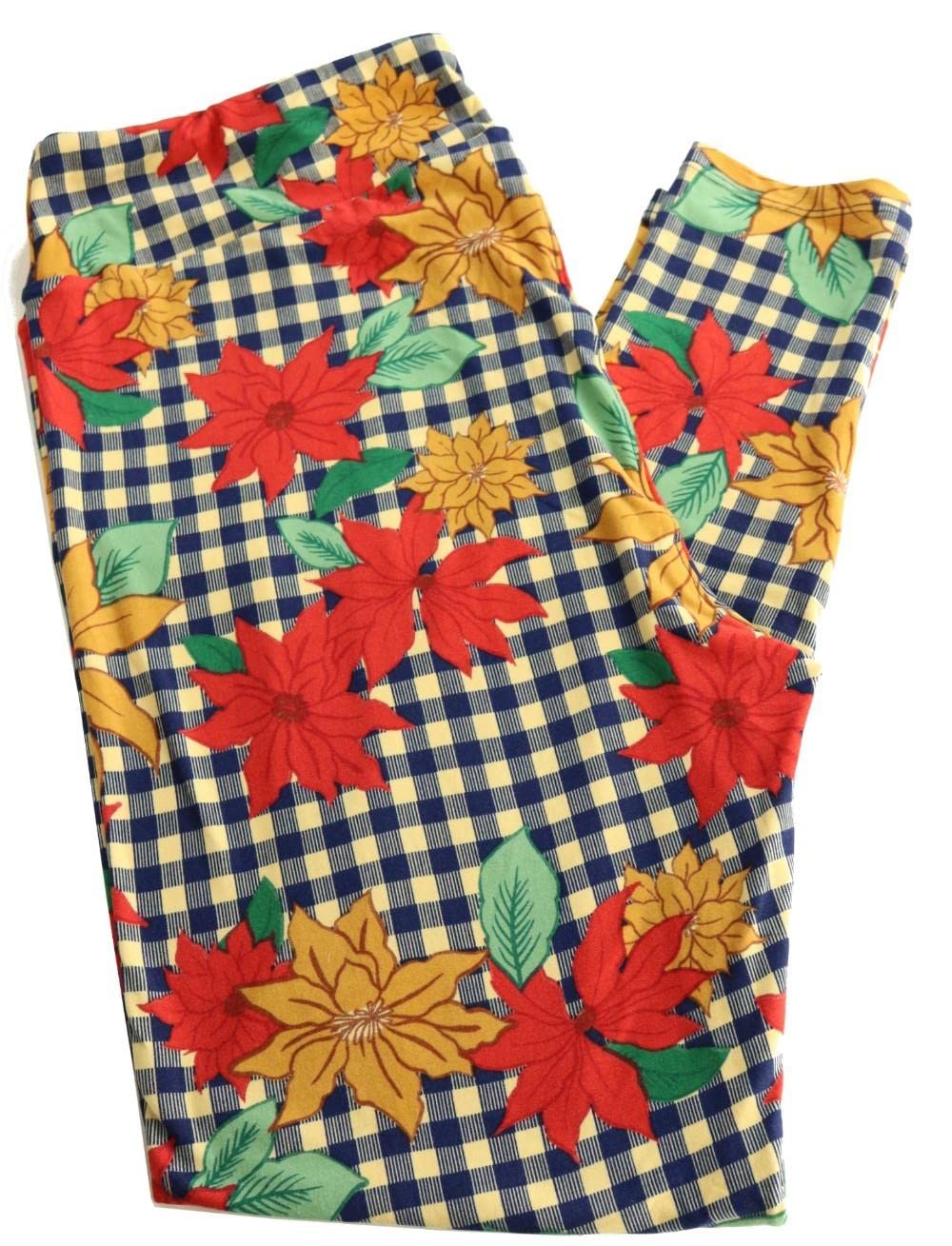 Lularoe Floral Print Leggings for Women - Tall & Curvy Size 18+ (Plus Size) - Comfortable Stretchy Yoga Pants for Workout, Lounge & Casual Wear