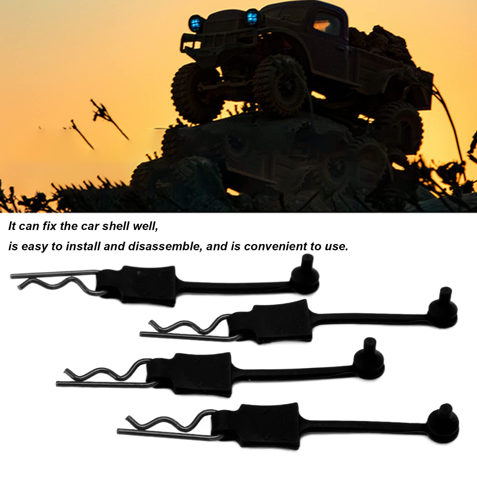 4PCS 1/10 RC Car Body Clips - Durable Shell Bolt Pins for ARRMA Axial SCX10 Redcat GEN8 RC Models - Black Replacement Parts for Off-Road Racing & Crawling Adventures