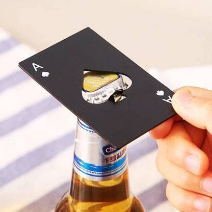 Premium Stainless Steel Casino Poker Bottle Opener - Credit Card Size Wallet Tool for Beer & Soda - Perfect for Bars, Parties, Camping & Travel Accessories (1 Pack)