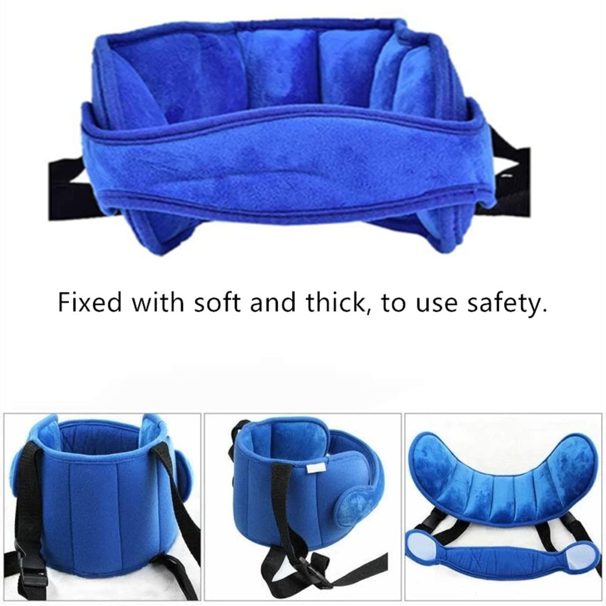 Adjustable Car Seat Head Support Band for Infants & Babies - Safety Neck Relief Cushion, Blue - Perfect for Long Drives & Travel Comfort