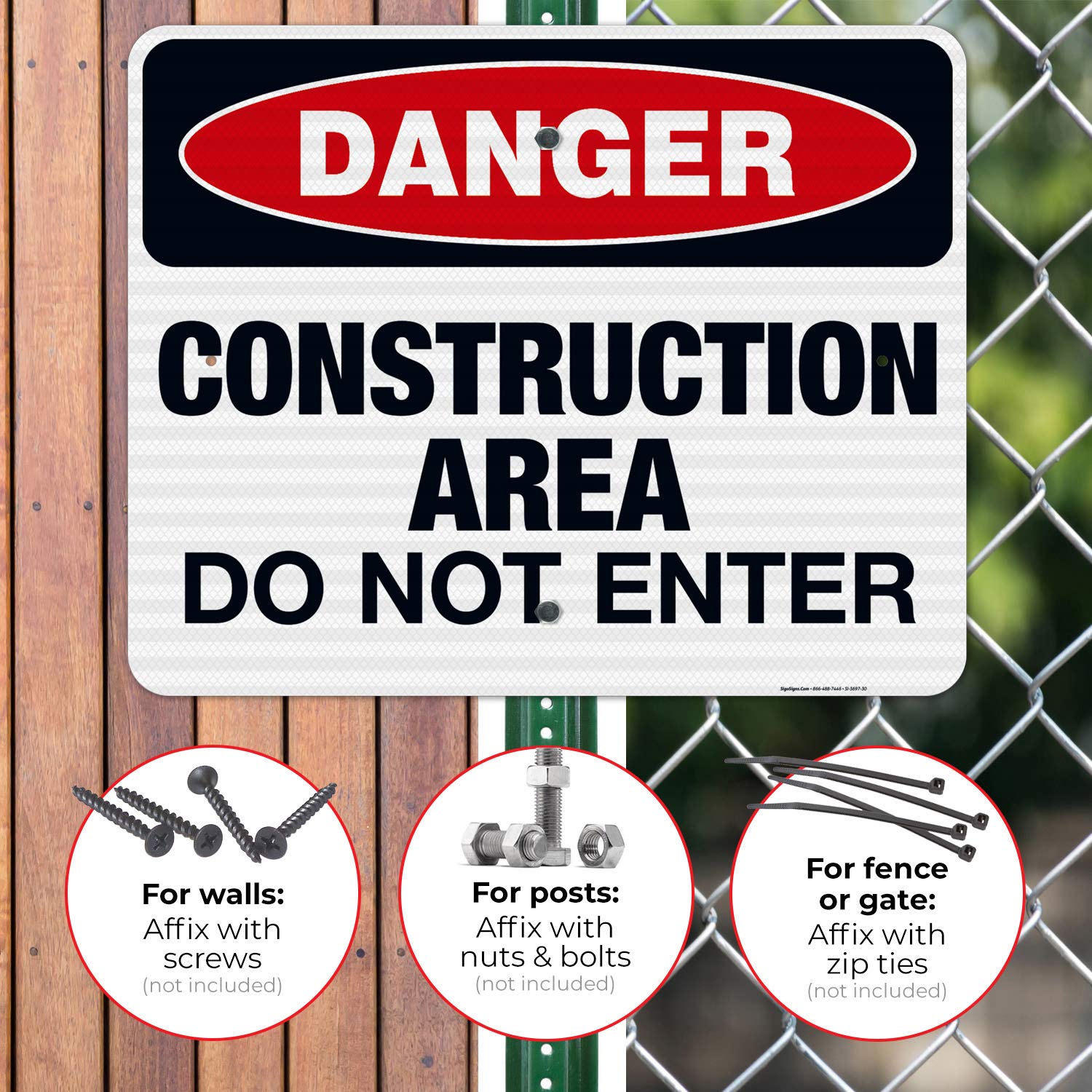 OSHA Approved Construction Do Not Enter Sign - 24x30 Inches, 3M EGP Reflective .080 Aluminum, Fade Resistant for Indoor/Outdoor Use - Made in USA | Perfect for Construction Sites, Road Work Zones & Safety Barriers