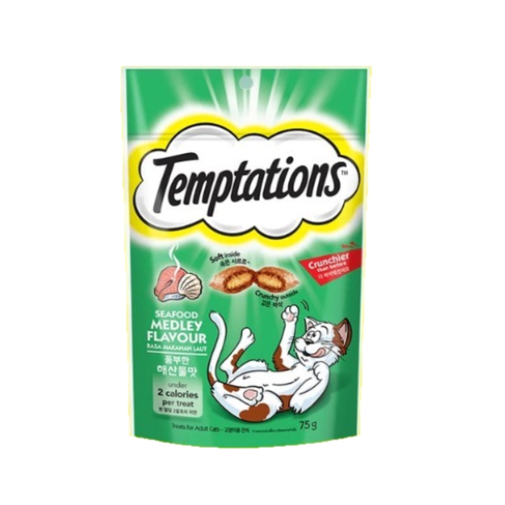 Temptations Tasty Flavors Cat Treats 75g - Crunchy & Soft Cat Snacks for Indoor & Outdoor Cats - Perfect for Training, Rewards & Bonding Time