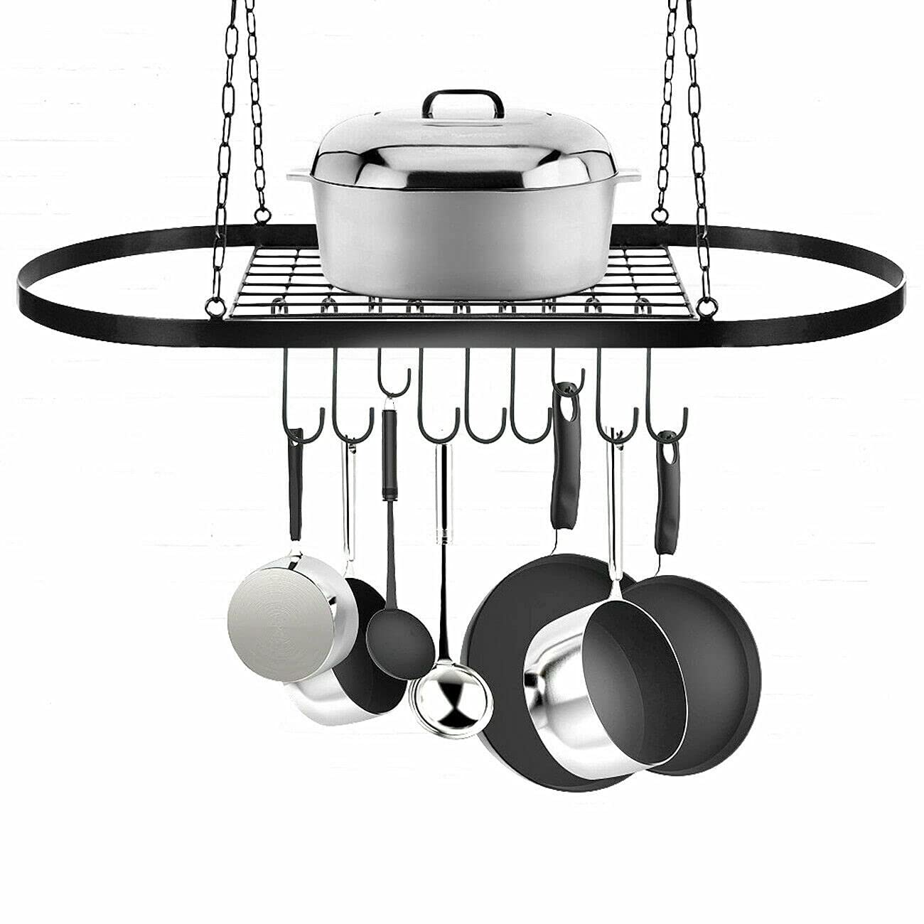 Stainless Steel Hanging Pot Rack - Wall Mounted Cookware Organizer for Kitchen Storage, Space Saving Pan Holder for Pots and Pans Set - Perfect for Small Kitchens, RV, and Apartment Cooking Spaces