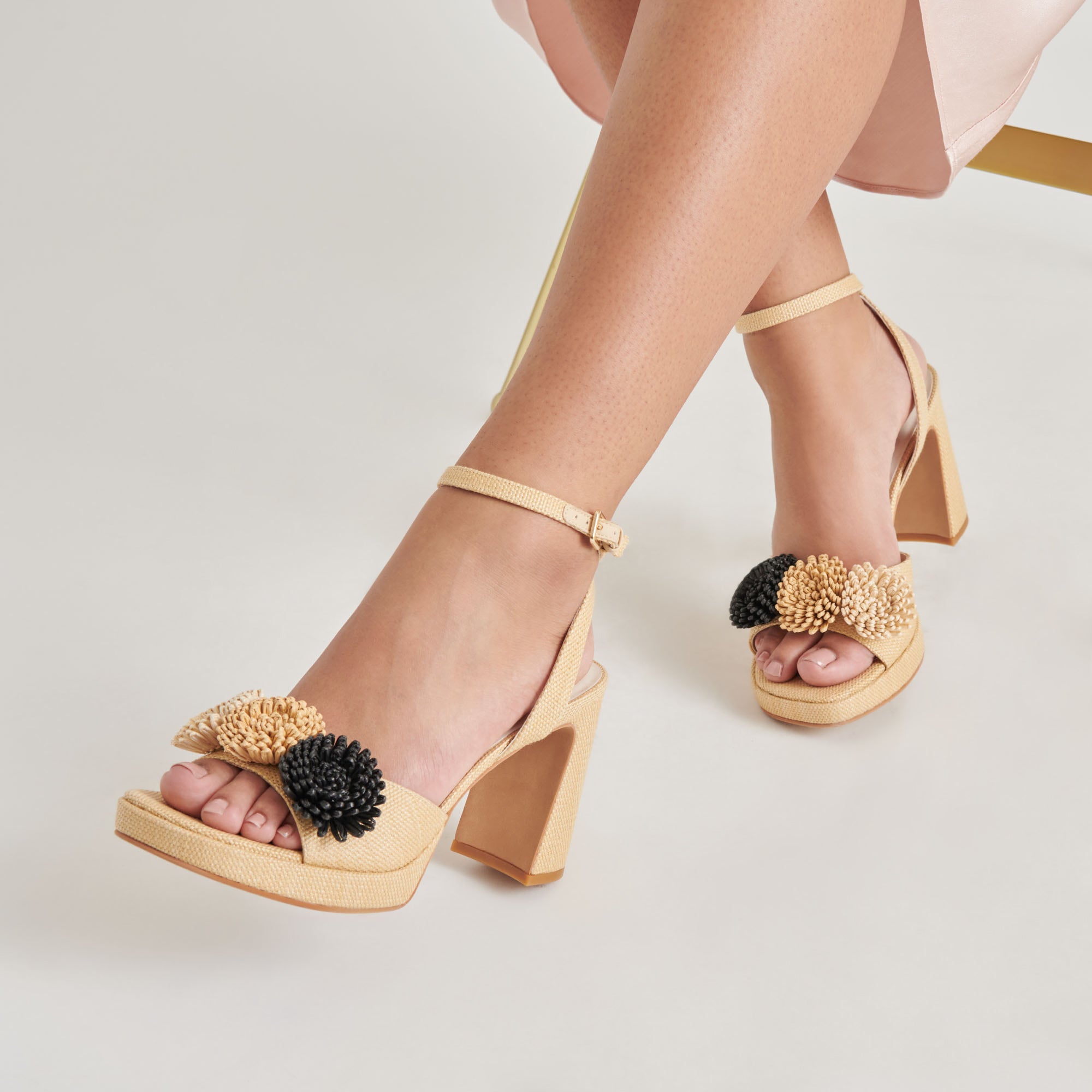 OLIVEA Women's Black Natural Raffia Heels - Comfortable & Stylish Summer Wedge Sandals for Beach, Party, and Casual Outings