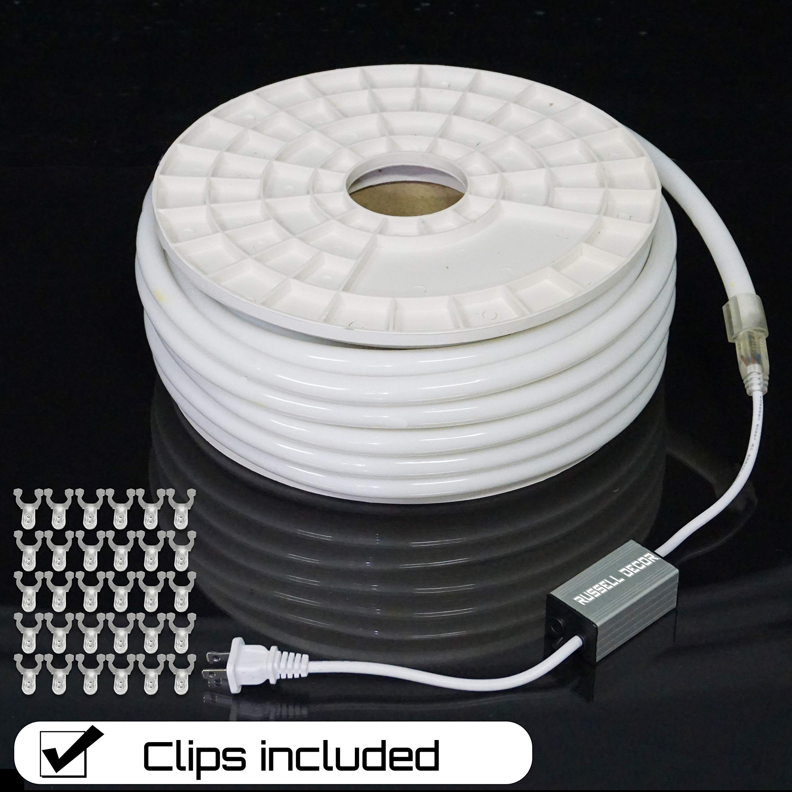 Russell LED Neon Rope Lights 100FT - Waterproof Flexible SMD Tube for Home & Party Decor