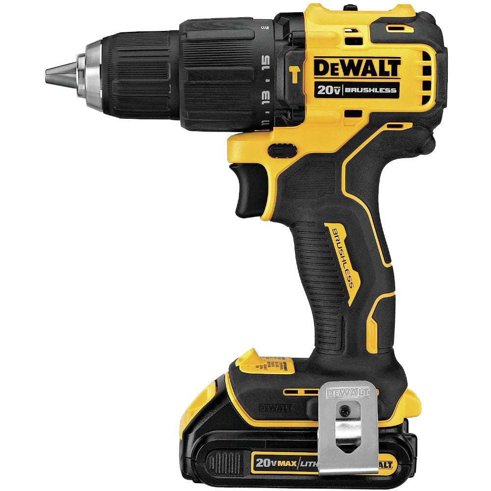 DEWALT ATOMIC 20V MAX* Cordless Hammer Drill/Driver Kit (DCD709C2) - Refurbished with Warranty - Perfect for DIY Projects, Home Repairs & Construction Work