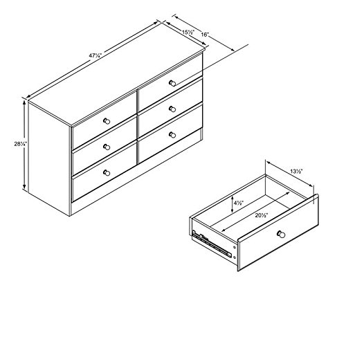 **Home Square 3-Piece Bedroom Set - 2 Nightstands & 6-Drawer Double Dresser - Modern Furniture for Master Bedroom, Guest Room, or Apartment**